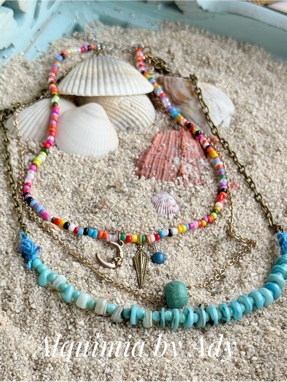 Boho Turquoise layered charms bracelet